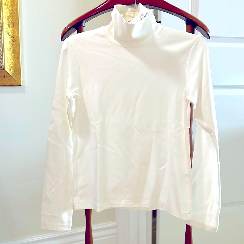 🌻2fo$25—Uniqlo Stretch Cotton Turtleneck, White, Size XXS